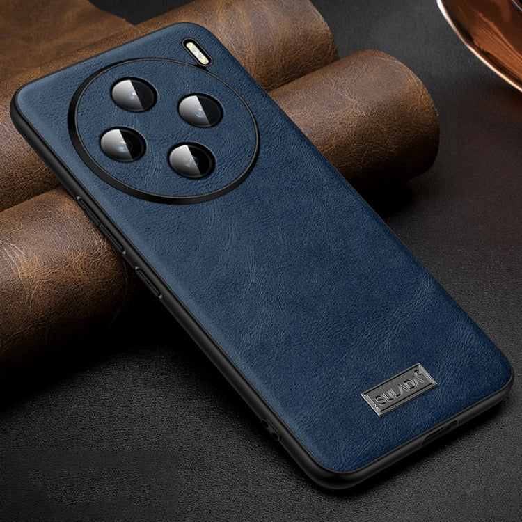 For vivo X100 SULADA Shockproof TPU + Handmade Leather Phone Case(Blue) by SULADA