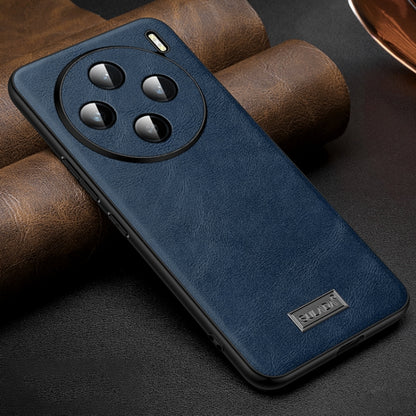 For vivo X100 SULADA Shockproof TPU + Handmade Leather Phone Case(Blue) by SULADA