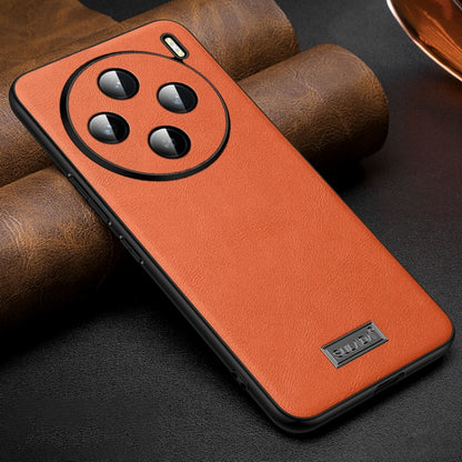 For vivo X100 SULADA Shockproof TPU + Handmade Leather Phone Case(Orange) by SULADA