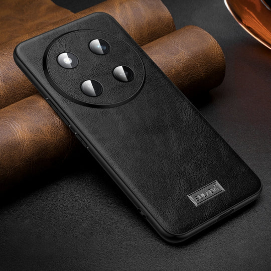 For Honor X60 Pro SULADA Shockproof TPU Hybrid Handmade Leather Phone Case(Black)