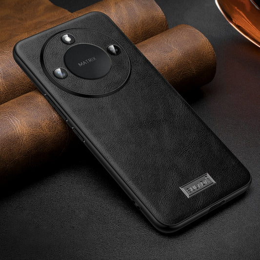 For Honor X60 SULADA Shockproof TPU Hybrid Handmade Leather Phone Case(Black) - Honor Cases by SULADA | Online Shopping UK | buy2fix