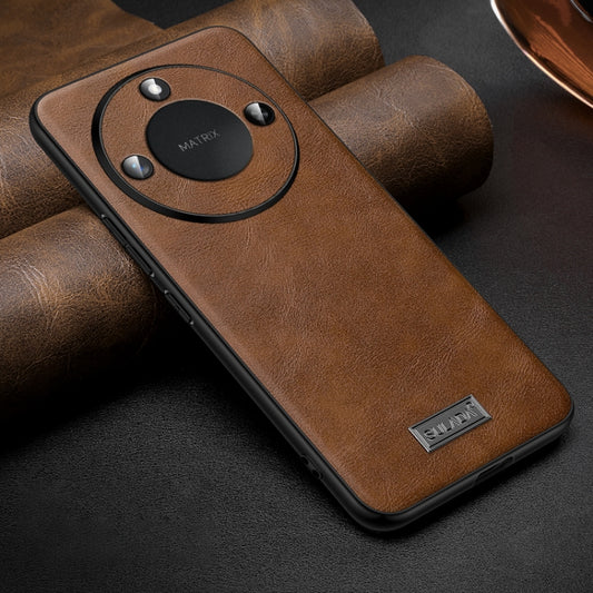 For Honor X60 SULADA Shockproof TPU Hybrid Handmade Leather Phone Case(Brown) - Honor Cases by SULADA | Online Shopping UK | buy2fix