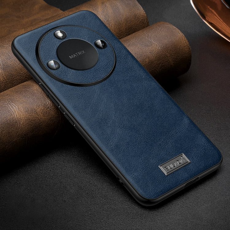 For Honor X60 SULADA Shockproof TPU Hybrid Handmade Leather Phone Case(Blue) - Honor Cases by SULADA | Online Shopping UK | buy2fix
