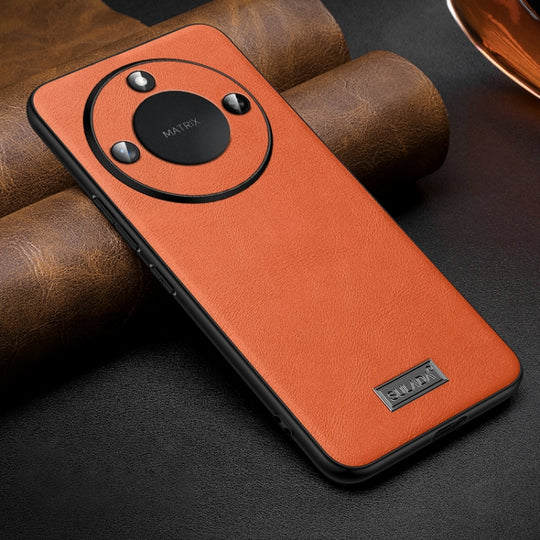 For Honor X60 SULADA Shockproof TPU Hybrid Handmade Leather Phone Case(Orange)