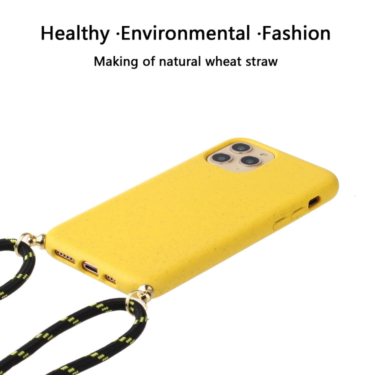 For iPhone 16 Wheat Straw Material + TPU Phone Case with Lanyard(Green) by buy2fix