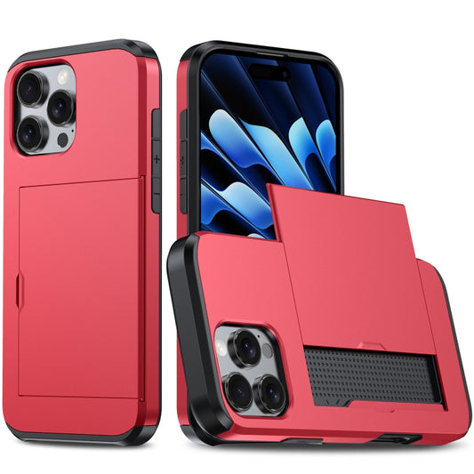 For iPhone 16 Pro Shockproof Armor Phone Case with Card Slot(Red) by buy2fix