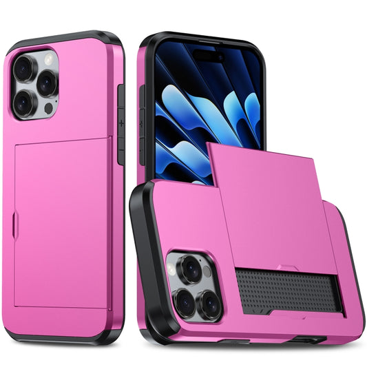For iPhone 16 Pro Shockproof Armor Phone Case with Card Slot(Rose Red) by buy2fix
