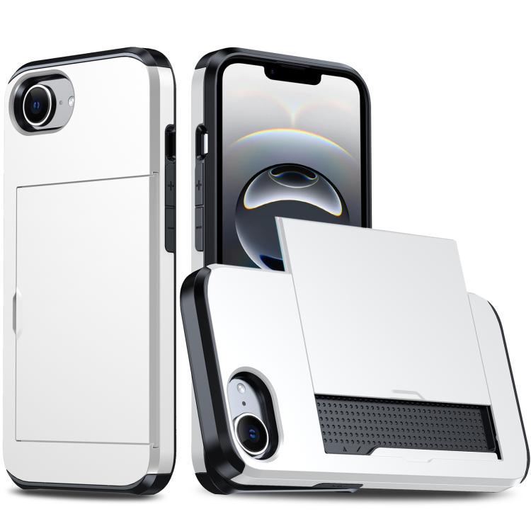 For iPhone 16e Shockproof Armor Phone Case with Card Slot(White) - iPhone 16e Cases by buy2fix | Online Shopping UK | buy2fix