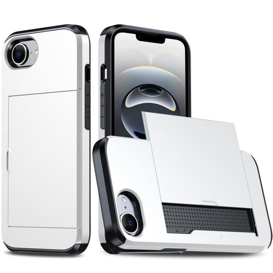 For iPhone 16e Shockproof Armor Phone Case with Card Slot(White) - iPhone 16e Cases by buy2fix | Online Shopping UK | buy2fix