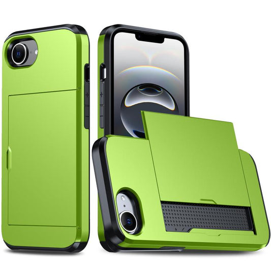 For iPhone 16e Shockproof Armor Phone Case with Card Slot(Green) - iPhone 16e Cases by buy2fix | Online Shopping UK | buy2fix