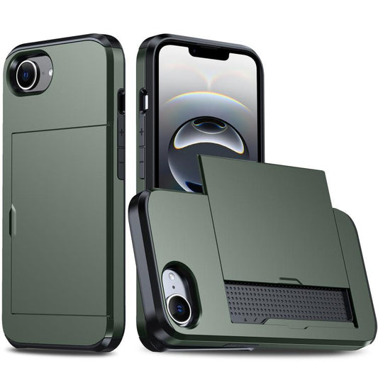 For iPhone 16e Shockproof Armor Phone Case with Card Slot(Dark Green) - iPhone 16e Cases by buy2fix | Online Shopping UK | buy2fix