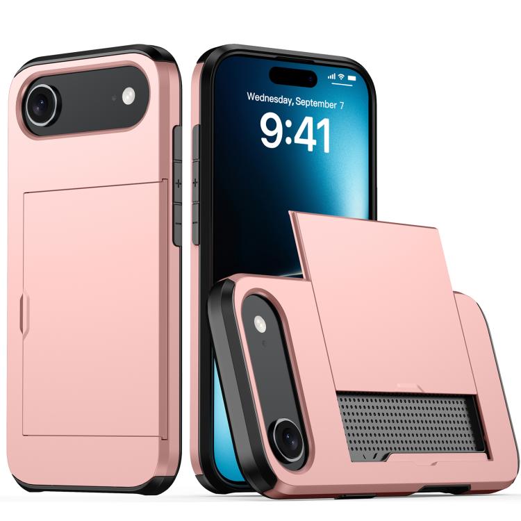 For iPhone 17 Air Shockproof Armor Phone Case with Card Slot(Rose Gold) - iPhone Air Cases by buy2fix | Online Shopping UK | buy2fix