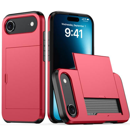 For iPhone 17 Air Shockproof Armor Phone Case with Card Slot(Red) - iPhone Air Cases by buy2fix | Online Shopping UK | buy2fix