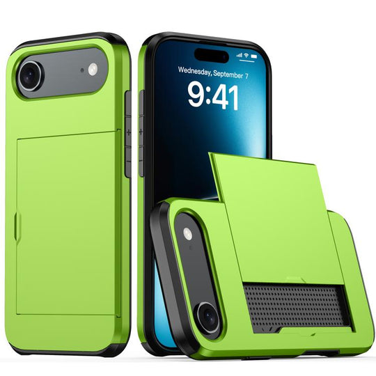 For iPhone Air Shockproof Armor Phone Case with Card Slot(Green)