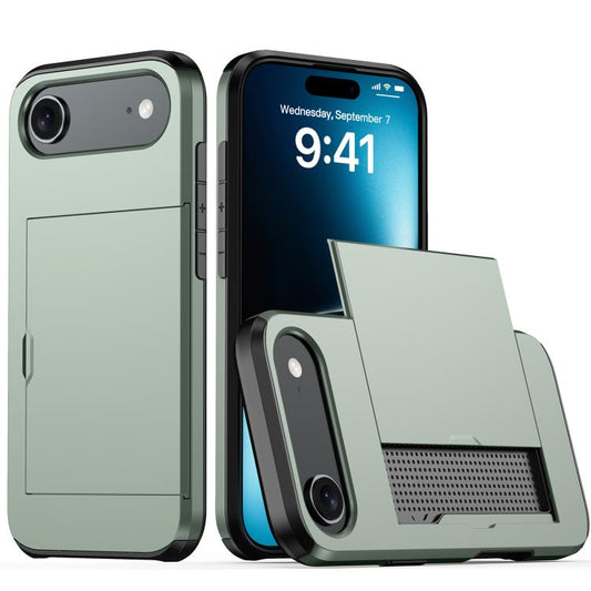 For iPhone 17 Air Shockproof Armor Phone Case with Card Slot(Dark Green) - iPhone Air Cases by buy2fix | Online Shopping UK | buy2fix