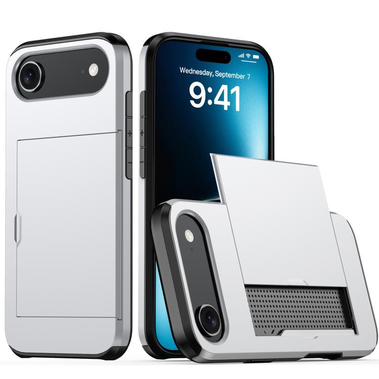 For iPhone 17 Air Shockproof Armor Phone Case with Card Slot(Silver) - iPhone Air Cases by buy2fix | Online Shopping UK | buy2fix