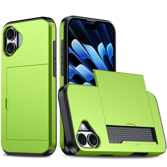 For iPhone 18 Shockproof Armor Phone Case with Card Slot(Green)