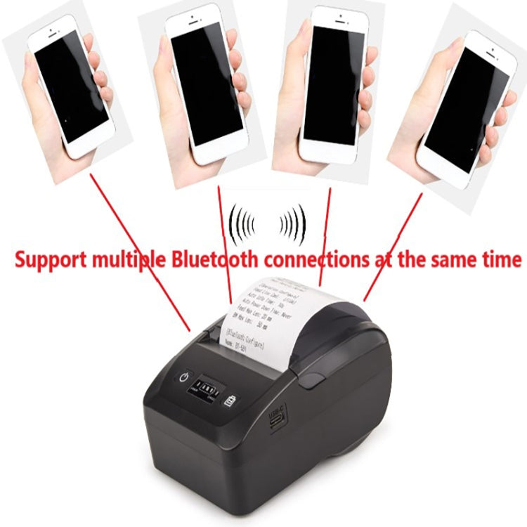 BT-581 58mm USB-C/Type-C + Bluetooth Portable Thermal Printer(US Plug) by buy2fix