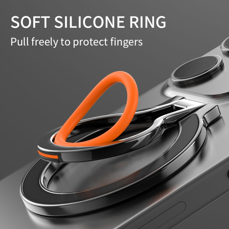 360 Rotations MagSafe Magnetic Finger Ring with Phone Holder(Silver + Orange) - Ring Holder by buy2fix | Online Shopping UK | buy2fix