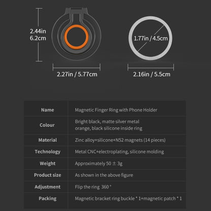 360 Rotations MagSafe Magnetic Finger Ring with Phone Holder(Black) - Ring Holder by buy2fix | Online Shopping UK | buy2fix