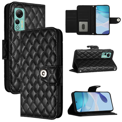 For Ulefone Note 14 Rhombic Texture Flip Leather Phone Case with Lanyard(Black) by buy2fix
