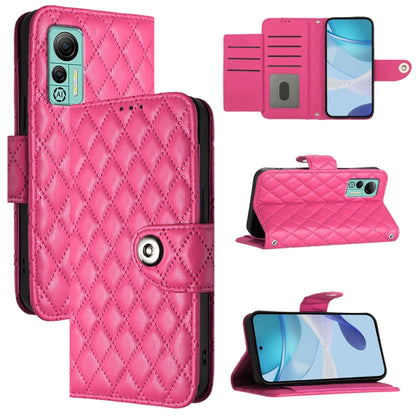 For Ulefone Note 14 Rhombic Texture Flip Leather Phone Case with Lanyard(Rose Red) by buy2fix