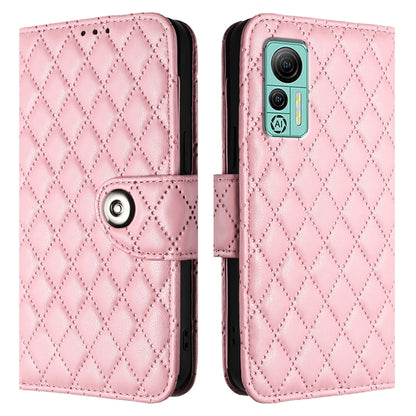 For Ulefone Note 14 Rhombic Texture Flip Leather Phone Case with Lanyard(Pink) by buy2fix