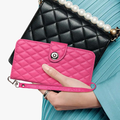 For Ulefone Note 18 Ultra Rhombic Texture Flip Leather Phone Case with Lanyard(Rose Red) by buy2fix