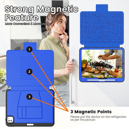 For iPad Pro 11 2024 Smart B Magnetic Holder Leather Tablet Case(Blue) - iPad Pro 11 2024 Cases by buy2fix | Online Shopping UK | buy2fix