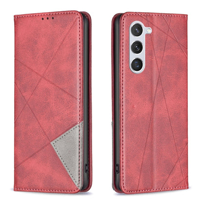 For Samsung Galaxy S25 5G Rhombus Texture Magnetic Leather Phone Case(Red) by buy2fix