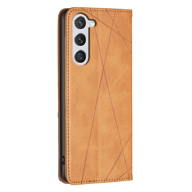 For Samsung Galaxy S25 5G Rhombus Texture Magnetic Leather Phone Case(Yellow) by buy2fix