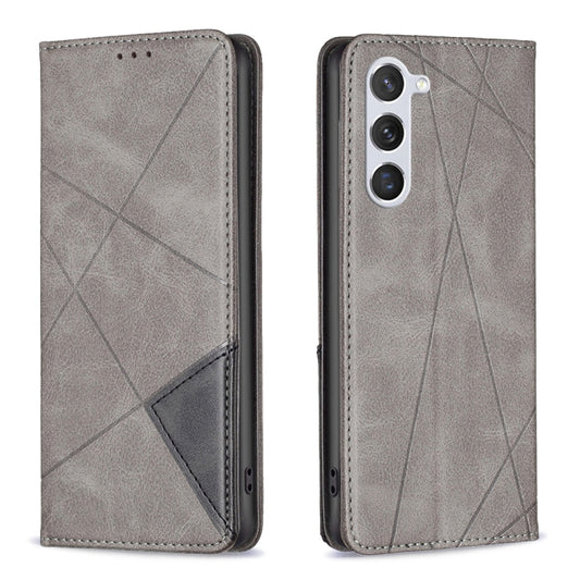 For Samsung Galaxy S25 5G Rhombus Texture Magnetic Leather Phone Case(Grey) by buy2fix