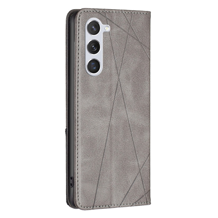 For Samsung Galaxy S25 5G Rhombus Texture Magnetic Leather Phone Case(Grey) by buy2fix