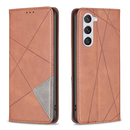For Samsung Galaxy S25 5G Rhombus Texture Magnetic Leather Phone Case(Brown) by buy2fix