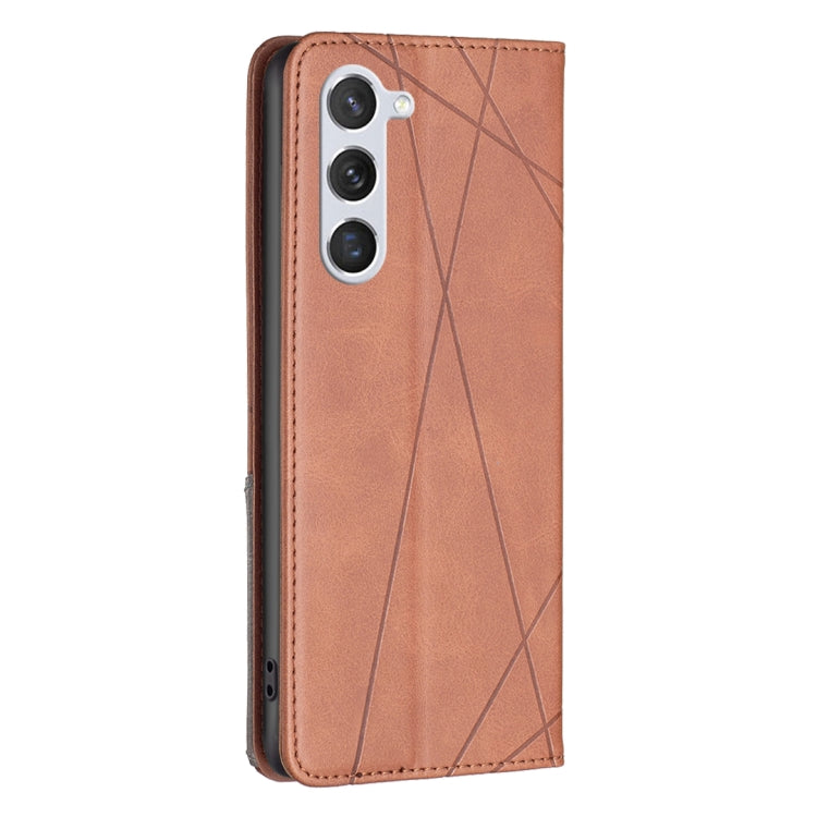 For Samsung Galaxy S25 5G Rhombus Texture Magnetic Leather Phone Case(Brown) by buy2fix