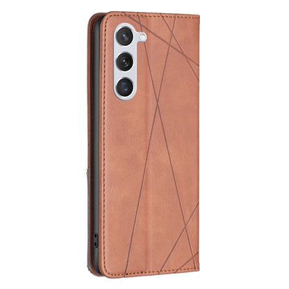 For Samsung Galaxy S25 5G Rhombus Texture Magnetic Leather Phone Case(Brown) by buy2fix