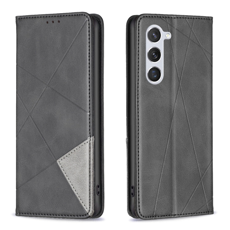 For Samsung Galaxy S25 5G Rhombus Texture Magnetic Leather Phone Case(Black) by buy2fix