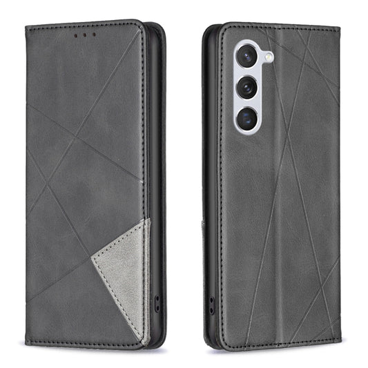 For Samsung Galaxy S25 5G Rhombus Texture Magnetic Leather Phone Case(Black) by buy2fix