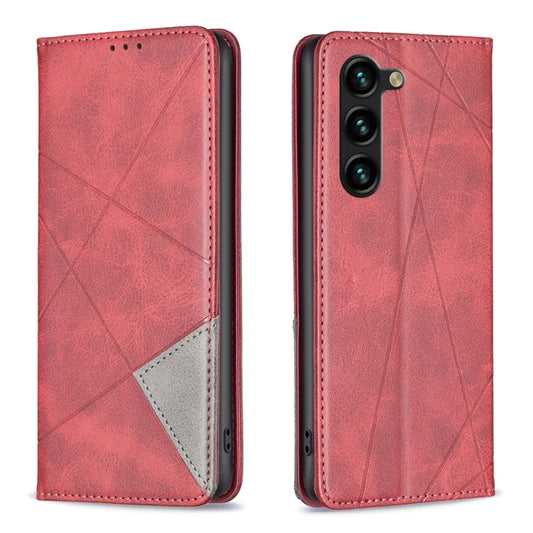 For Samsung Galaxy S25+ 5G Rhombus Texture Magnetic Leather Phone Case(Red) by buy2fix