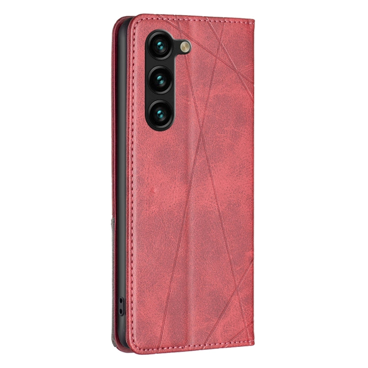 For Samsung Galaxy S25+ 5G Rhombus Texture Magnetic Leather Phone Case(Red) by buy2fix