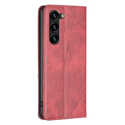 For Samsung Galaxy S25+ 5G Rhombus Texture Magnetic Leather Phone Case(Red) by buy2fix