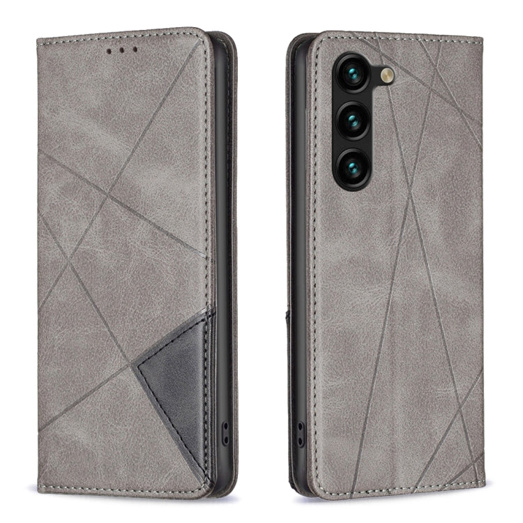 For Samsung Galaxy S25+ 5G Rhombus Texture Magnetic Leather Phone Case(Grey) by buy2fix
