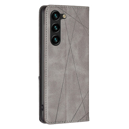 For Samsung Galaxy S25+ 5G Rhombus Texture Magnetic Leather Phone Case(Grey) by buy2fix
