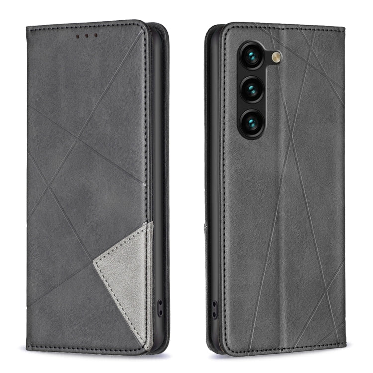 For Samsung Galaxy S25+ 5G Rhombus Texture Magnetic Leather Phone Case(Black) by buy2fix