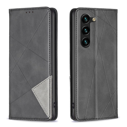 For Samsung Galaxy S25+ 5G Rhombus Texture Magnetic Leather Phone Case(Black) by buy2fix