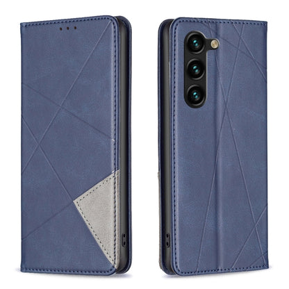 For Samsung Galaxy S25+ 5G Rhombus Texture Magnetic Leather Phone Case(Blue) by buy2fix