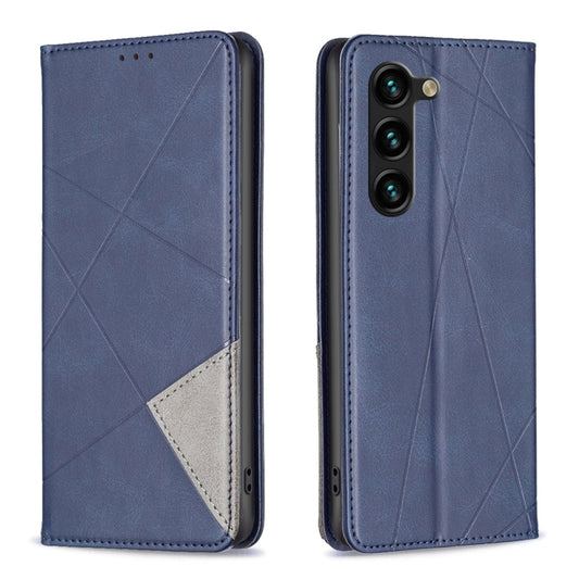 For Samsung Galaxy S25+ 5G Rhombus Texture Magnetic Leather Phone Case(Blue) by buy2fix