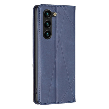 For Samsung Galaxy S25+ 5G Rhombus Texture Magnetic Leather Phone Case(Blue) by buy2fix