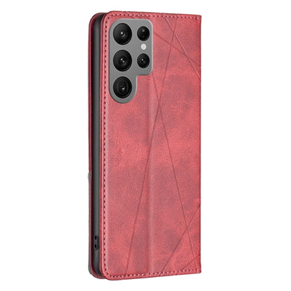 For Samsung Galaxy S25 Ultra 5G Rhombus Texture Magnetic Leather Phone Case(Red) by buy2fix