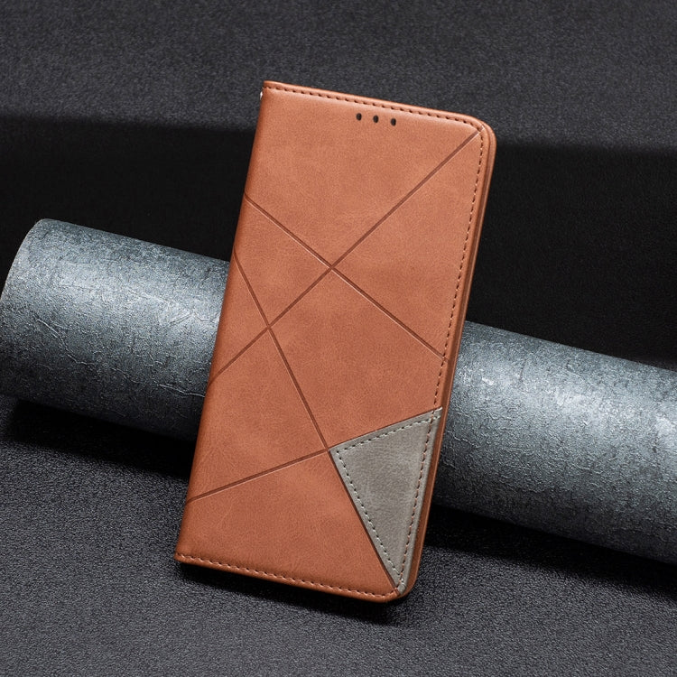 For Samsung Galaxy S25 Ultra 5G Rhombus Texture Magnetic Leather Phone Case(Brown) by buy2fix